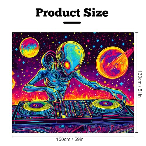 Blacklight Space Astronaut Tapestry UV Reactive Galaxy Planet Glow in Dark Tapestries Black Light Poster Neon Wall Hanging Art for bedroom Living Room