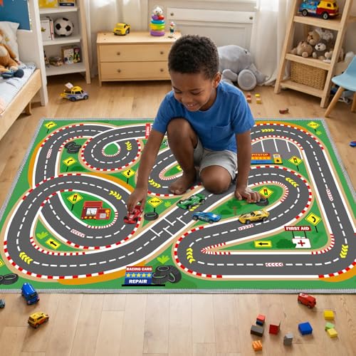 Kids Rug Playmat City Life Playroom Rug Activity Mat for Kids Toy Car Kids Carpet for Playroom Living Room (16.27 Sq Ft)