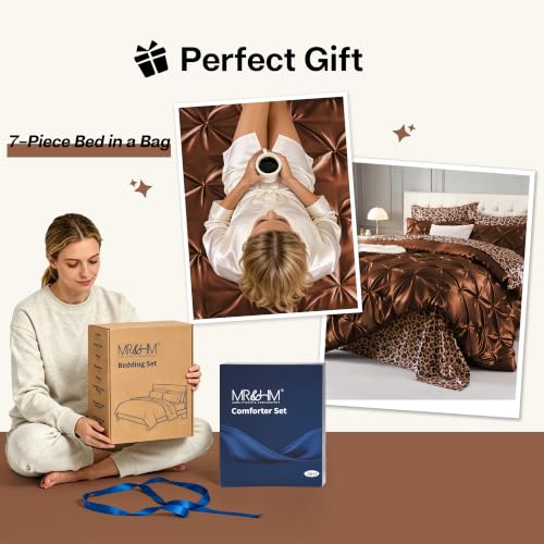 Satin Queen Comforter Set Brown
