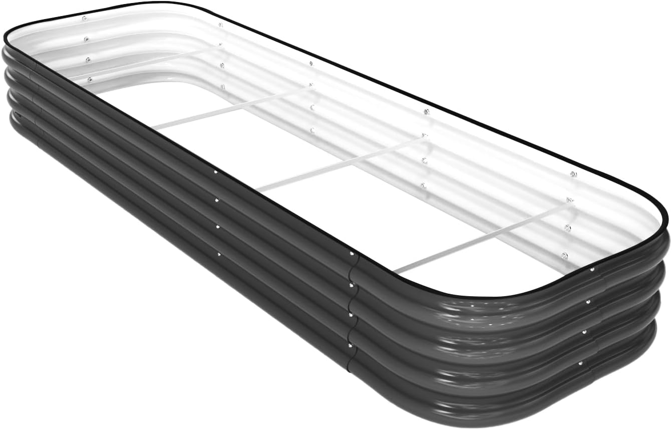 DaisyVibe Raised Garden Bed Kit, Planter Raised Garden Boxes Outdoor, Oval Large Metal Raised Garden Beds for Vegetables Flowers (Grey, 6.5ftx2ftx1ft)