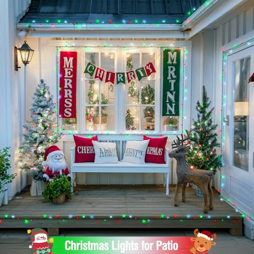 66ft 200 LED Red White and Green Christmas Lights Plug in (66 Foot)