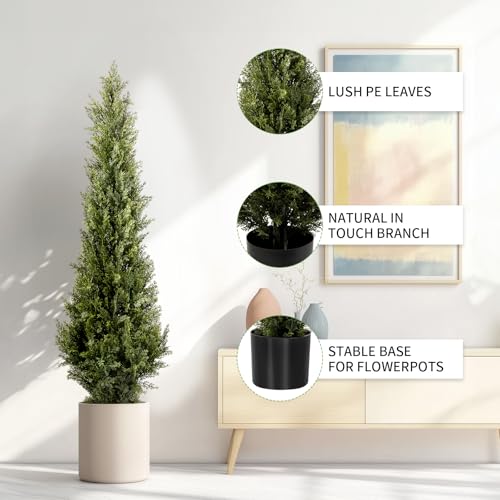 4FT Artificial Cedar Topiary Trees 2 Set (2 Count)