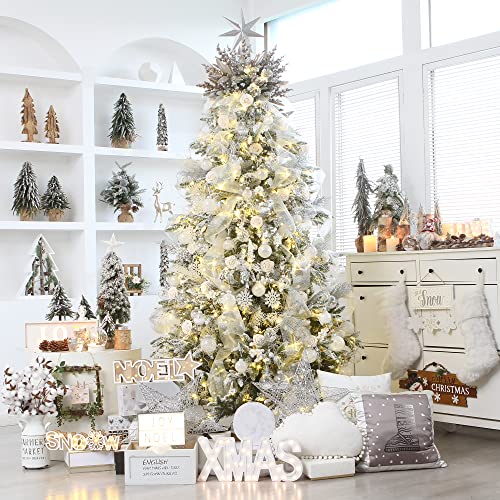 Shatterproof Clear Plastic Christmas Ball Ornaments Decorative Xmas Balls Baubles Set with Stuffed Delicate Decorations (16 Count)