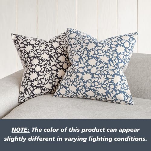 Set of 2 Decorative Neutral Floral Throw Pillow Covers Accent Farmhouse Cushion Covers Boho Vintage Pillowcase for Couch Sofa Bedroom Living Room Home Decor (2 Count)