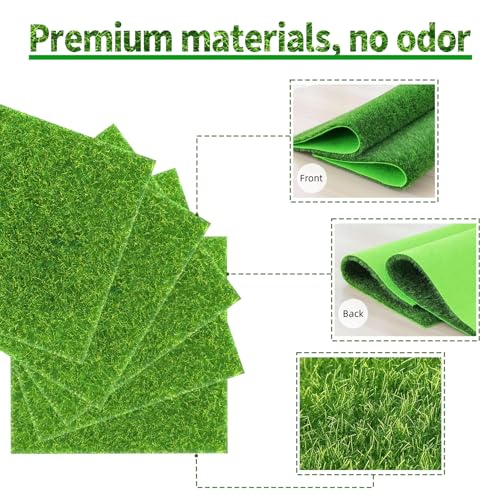 4 Pcs 6 X 6 Inch Fake Grass Decor for Crafts (4 Count)