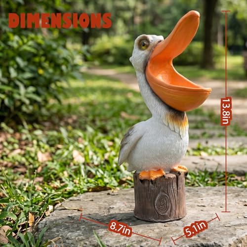 14 Inch High Pelican Garden Statue Outdoor Decor