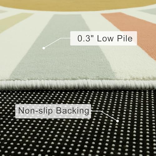 Boho Round Rug 4 Ft Washable Area Rug for Kids Room