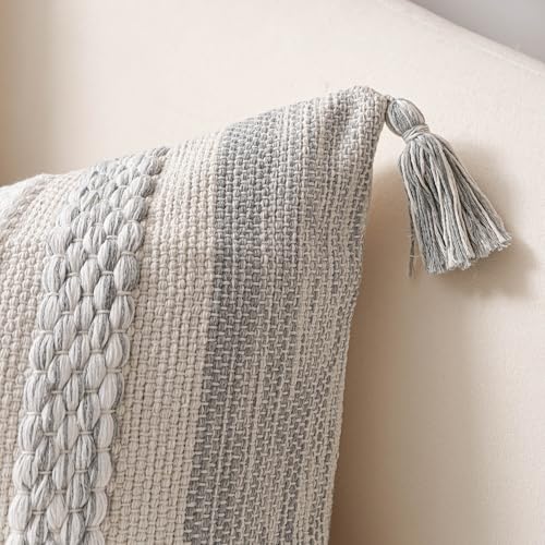 Gray Decorative Lumbar Pillow Cover 14x24