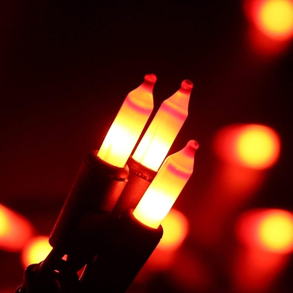 Brizled Orange Halloween Lights, 42.6ft 200 Count Incandescent Halloween String Lights Connectable, UL Certified Black Wire Mini Orange Lights String for Indoor Outdoor Tree Patio Garden Party Decor