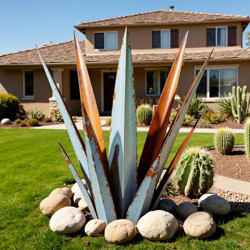 24” Metal Agave Plant Outdoor Decor