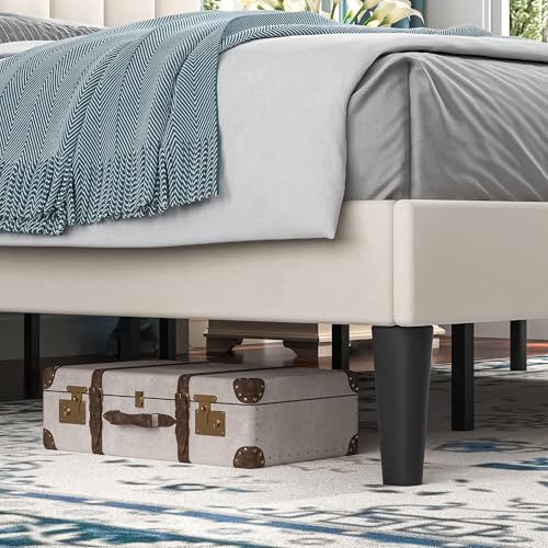 King Size Bed Frame with Upholstered Headboard