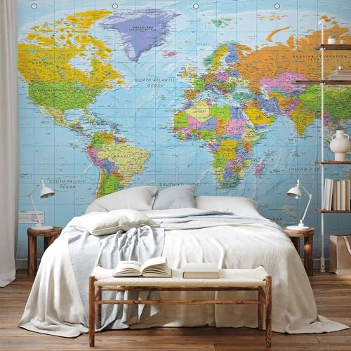 Wall Mural World Map 193x110 in (147.68 Sq Ft)