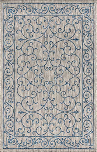 Vintage Filigree Indoor Outdoor Area Rug 6X9 Gray