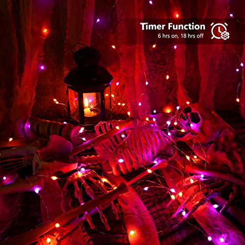Purple & Orange Battery Halloween Lights Remote 17.48 ft 50 LED (34.96 Foot)