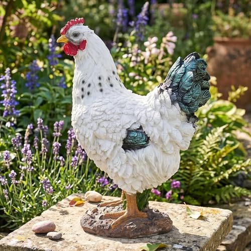 Farmhouse Rooster Statue Outdoor Garden Decor
