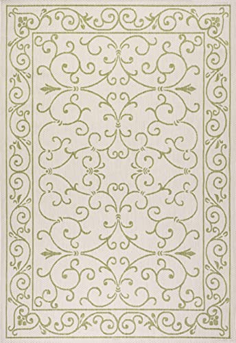 Vintage Filigree Indoor Outdoor Area Rug 8X10 Cream