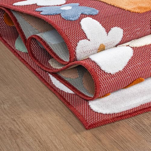 Outdoor Rug 9x12 Large Modern Floral Tropical Area Rugs for Outdoor and Indoor Patio Easy to Clean Non Shedding Living Room Porch Garden Washable Outside Carpet (108 Sq Ft)