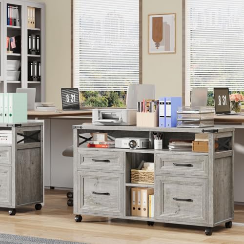 Farmhouse Filing Cabinet with Adjustable Shelf & Wheels