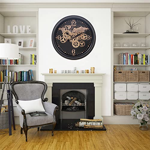 24 Inch Wall Clock with Real Moving Gears