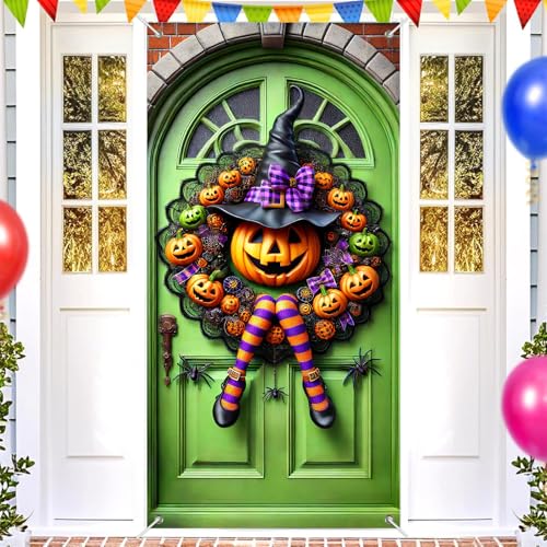 Halloween Door Cover Witch Legs 35x71 Inch Fabric