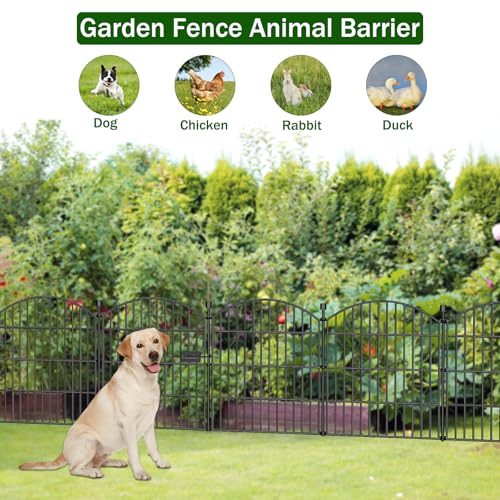 10 Panel No Dig Decorative Garden Fence with Gate 24" H x 20'L Dog Barrier (4.34 Sq Ft)