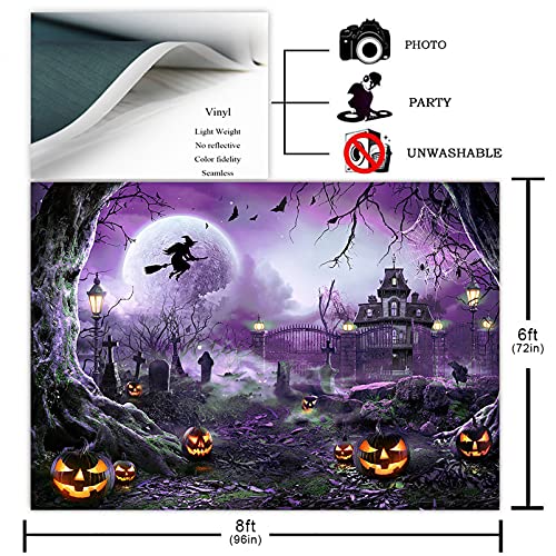 8x6ft Purple Halloween Backdrop Spooky Photography Background
