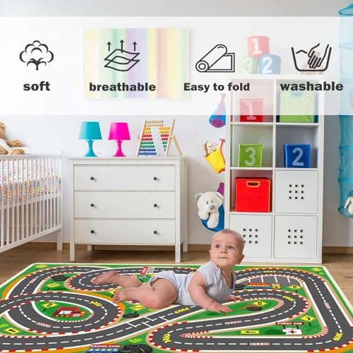 Kids Rug Playmat City Life Playroom Rug Activity Mat for Kids Toy Car Kids Carpet for Playroom Living Room