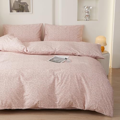 Pink Floral Comforter Set Aesthetic Cottagecore Flowers Bedding Set