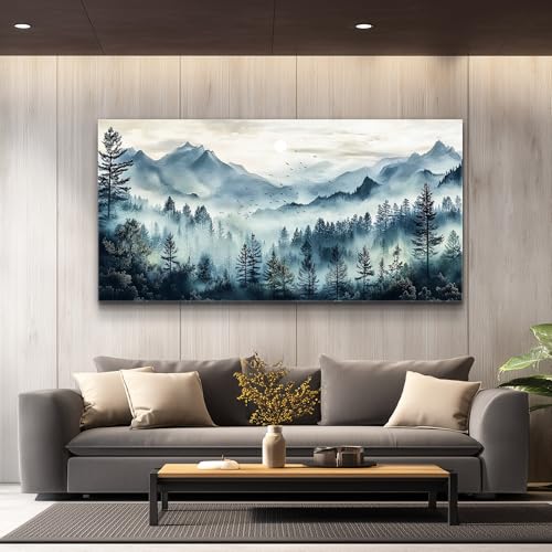 Canvas Wall Art For Living Room Wall Decor For Bedroom Office Wall Decoration Foggy Forest Painting Artwork Room Aesthetic Home Decor 20x40 In