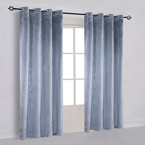 Super Soft Luxury Room Darkening Velvet Stone Blue
