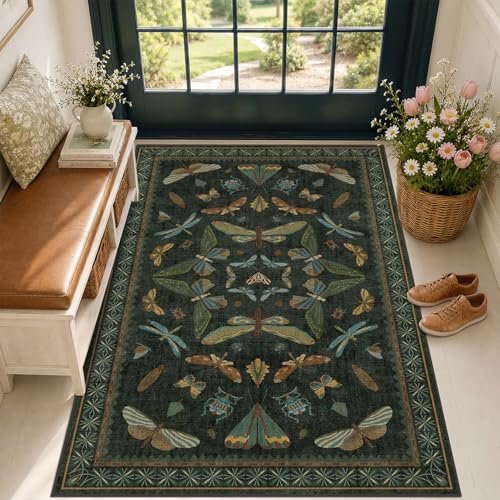 Green and Black Entryway Rug (15 Sq Ft)