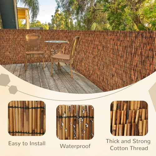 Brown 2 Pack 6FT X16.4FT Reed Fencing Roll Bamboo Privacy Screen (196.8 Sq Ft)