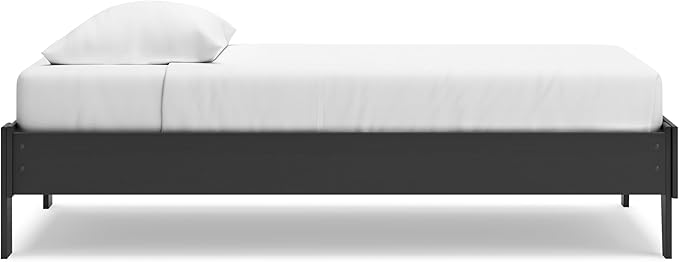 Signature Design by Ashley Socalle Casual Twin Platform Bed with Metal Slats, No Box Spring Needed, Black