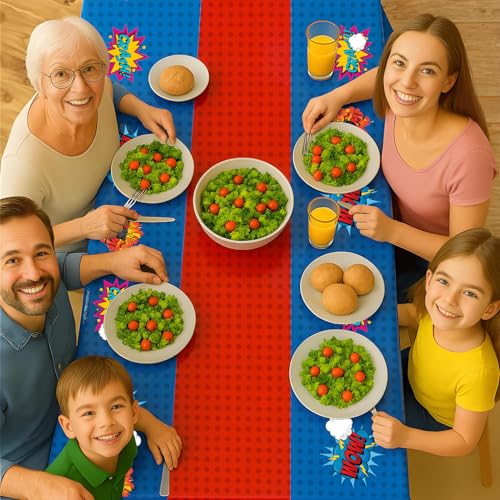 8Pcs 2in1 Superhero Birthday Party Tablecloths Decorations (8 Count)