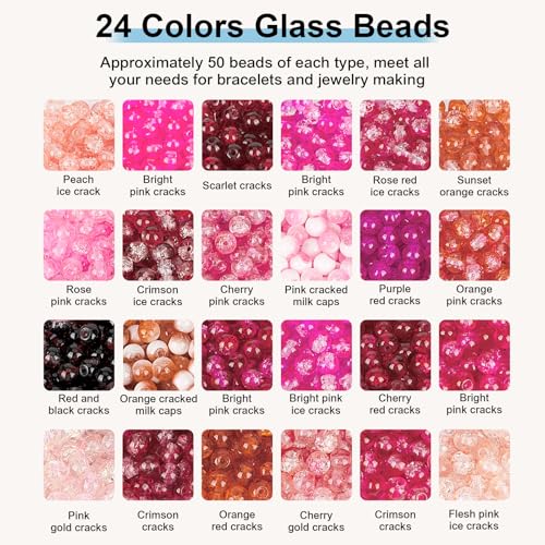 About 1200pcs 6mm Crack Glass Beads Bracelet Making Kit (1200 Count)