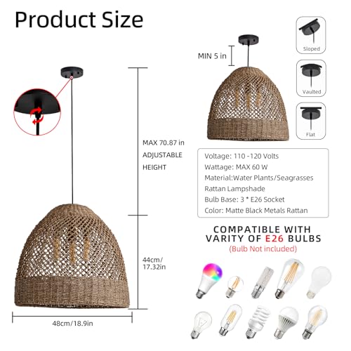 19" Rattan Pendant Light