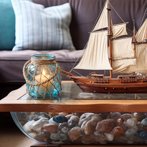 2 Set Nautical Lanterns Rope Handle (2 Count)