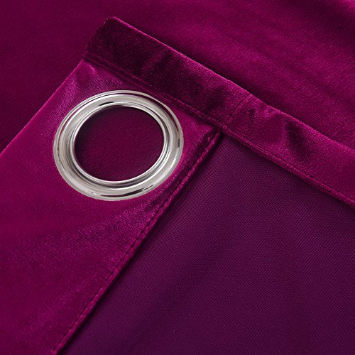Super Soft Luxury Velvet Fushcia Room Darkening Light Blocking Drapes Curtain Panel Drapery 52 inch Wide by 72 inch Length with Grommet Fushcia