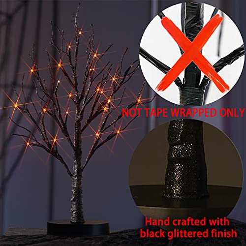 Black Halloween Tree with Lights 24 LED Orange with Timer