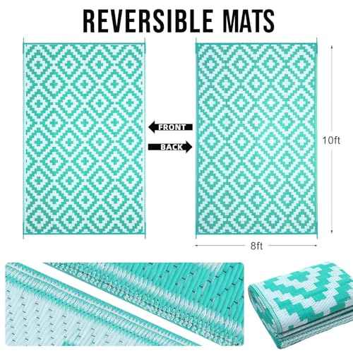 Outdoor Rug 8x10 ft Waterproof Reversible Mat