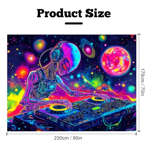 Blacklight Space Astronaut Tapestry UV Reactive Galaxy Planet Glow in Dark Tapestries Black Light Poster Neon Wall Hanging Art for bedroom Living Room