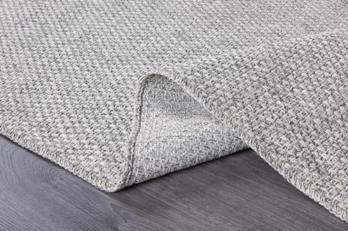 Indoor and Outdoor Runner Rug Gray Solid Boho Woven Design Easy (14 Sq Ft)