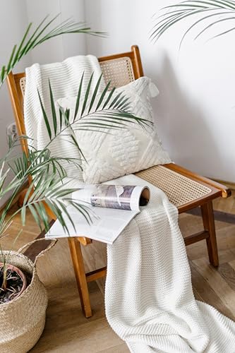 Boho Throw Pillow Covers 20x20 Tufted Tassels for Sofa Off