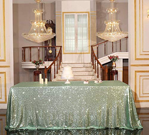 Sequin Tablecloth 60x120 Inch Green for Wedding Party