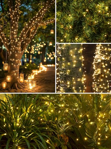 Solar String Lights Outdoor 2 Pack 200 LED 66FT Christmas Lights Warm White (2 Count)