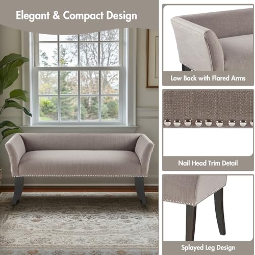 Accent Bench Upholstered with Nailhead Trim