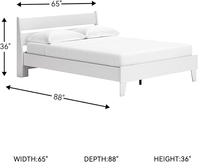 Signature Design by Ashley Socalle Casual Queen Panel Platform Bed, Foundation or Box Spring Not Needed, White