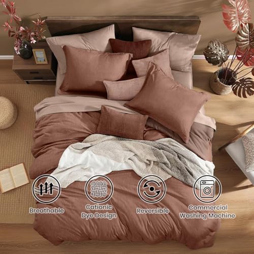 California King Comforter Set 7 Pieces Terracotta Bed in a Bag