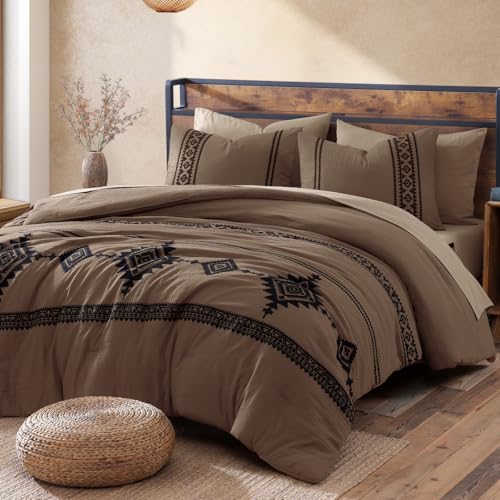 Embroidery Oversized Queen Comforter Set 7 Pieces Bed in a Bag
