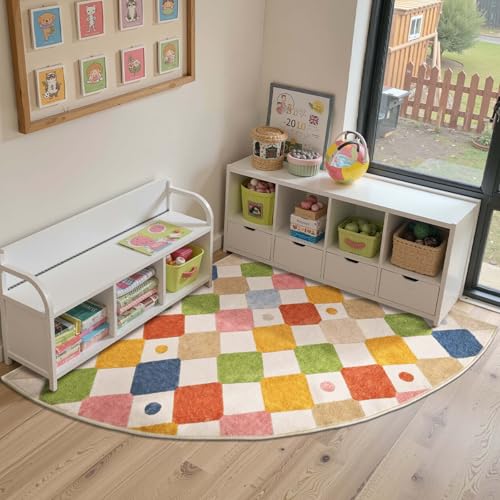 Corner Rug Washable Kids Rug Colorful Classroom Reading Nook Mat (25 Sq Ft)